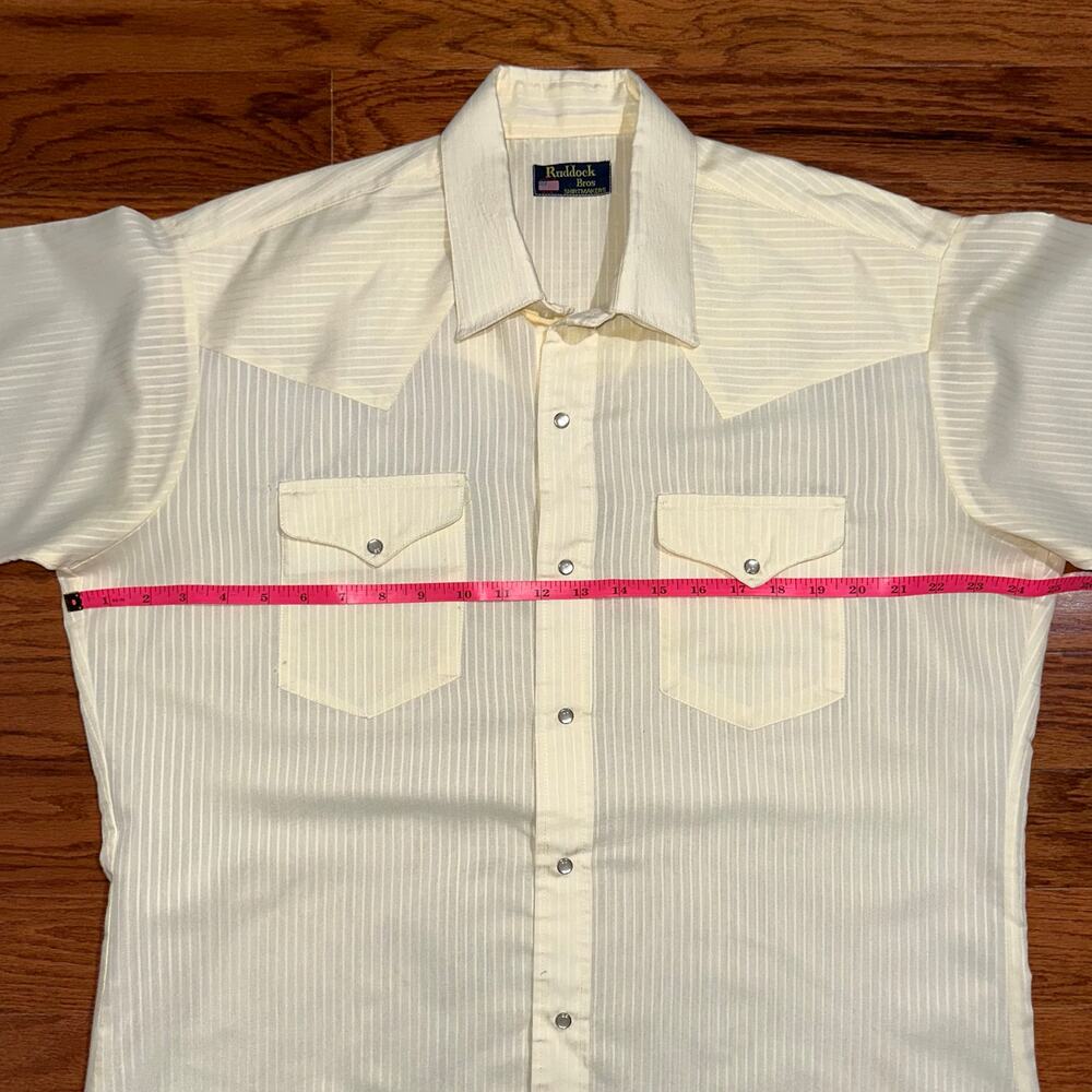 SOLD 💕Ruddock Bros Men’s Yellow Short Sleeve Pearl Snap Western Shirt Size XXL - Picture 7 of 9